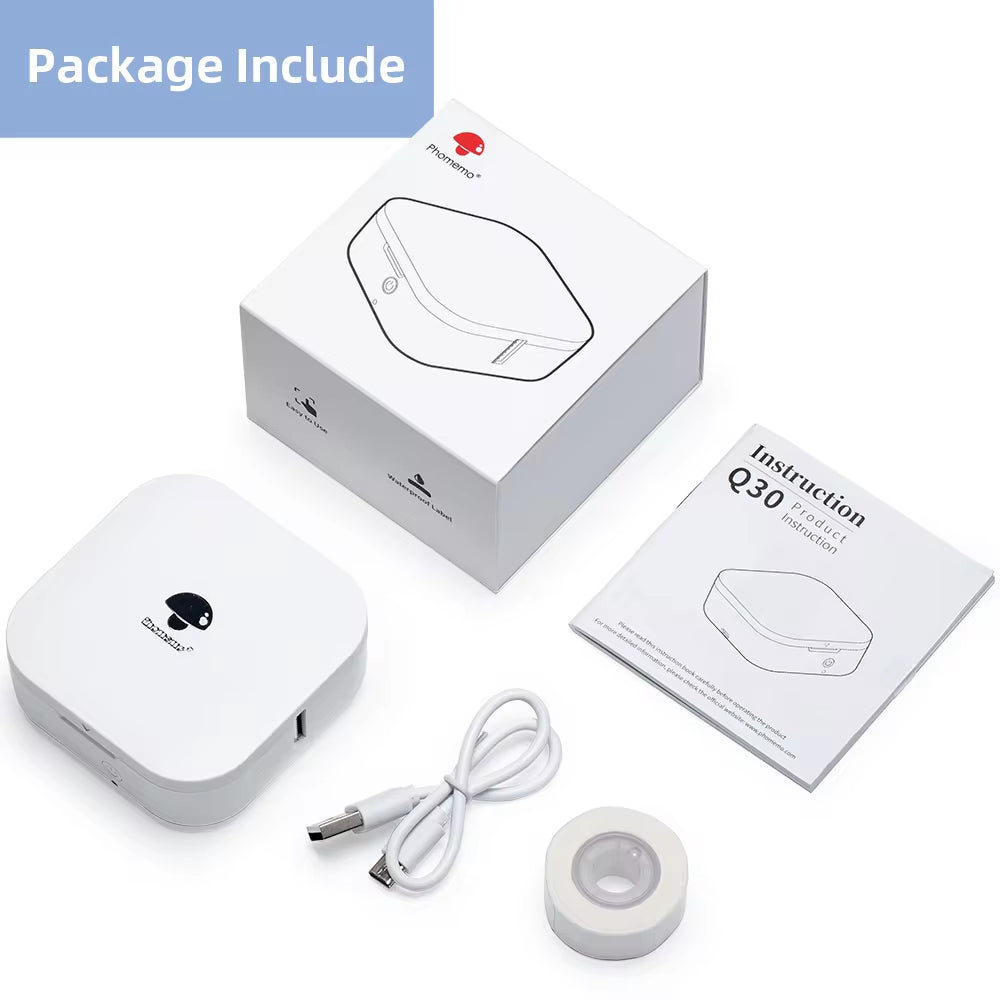 Q30 Label Printer Mini Printer Pocket Thermal Label Maker Wireless Sticker Pocket Portable Printer Various Label Paper